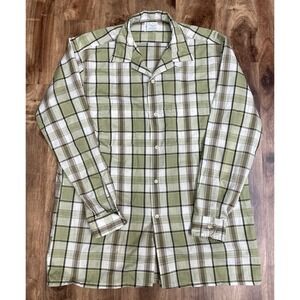 Penneys Towncraft Penn Prest VTG 60s Long Sleeve Plaid Loop Collar Shirt XL Tall